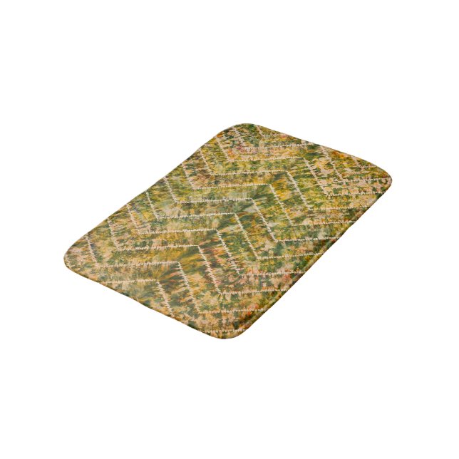 Grönt och guld Tie Dye Chevron-mönster Badrumsmatta (Vinklad)