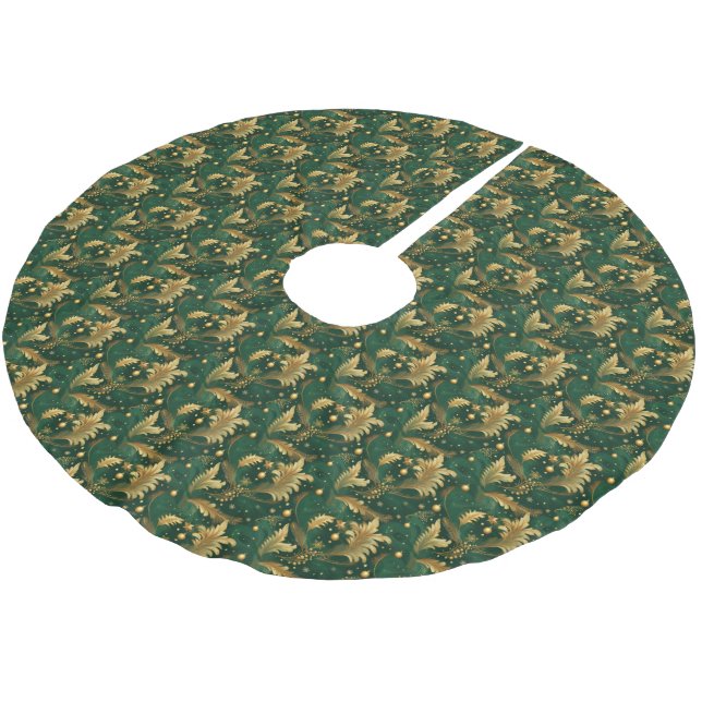 Grönt och Guld Träd Skirt Julgransmatta Borstad Polyester (Vinklad)