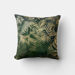 Grönt och Guld Tropical Handflatan Löv Kudde