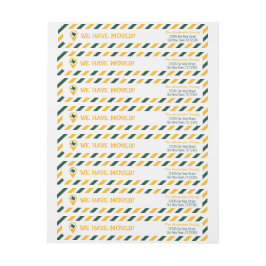 Grönt och Guld Vi har Flyttat strimlad Flytta Etikettband