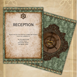 Grönt och Guld Victorian Steampunk Reception Tilläggskort