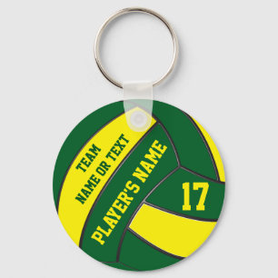 Grönt och Guld Volleyball Keychains PERSONLIG Nyckelring