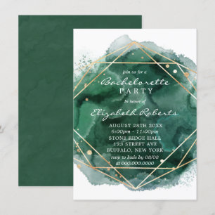 Grönt och Guld Watercolor Bachelorette Party Inbjudningar