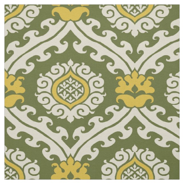 Grönt och gult 1500-talsdamask tyg (Provkarta)