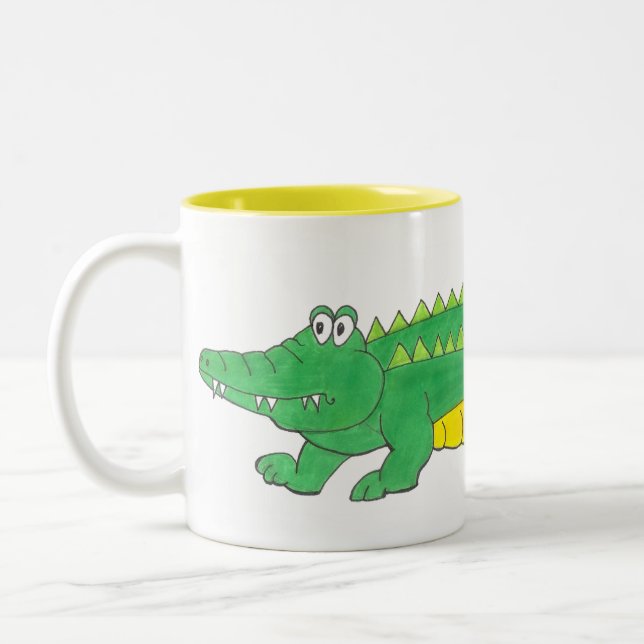 Grönt och Gult Alligator Gator Mugg (Vänster)