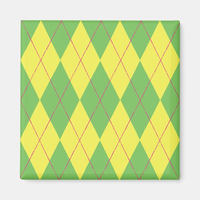 Grönt och Gult Argyle Magnet (Framsidan)