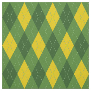 Grönt och Gult Argyle Mönster Tyg
