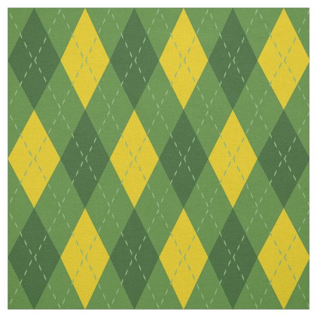 Grönt och Gult Argyle Mönster Tyg (Provkarta)