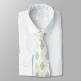 Grönt och Gult Argyle Necktie Slips
