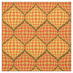 Grönt och Gult av Taffi Op Art-Orange Tyg