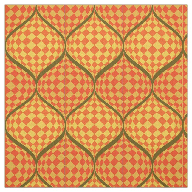 Grönt och Gult av Taffi Op Art-Orange Tyg (Provkarta)