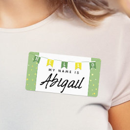 Grönt och Gult Cute Hej Min Namn är fästare Fraktsedel