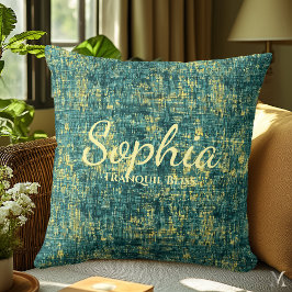 Grönt och Gult Denim Struktur Home Decor Kudde