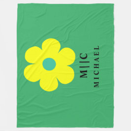 grönt och gult, enkelt modernt monogram sött fleecefilt