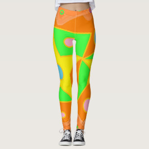 Grönt och gult för Bright orange Leggings