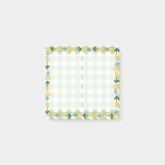 Grönt och gult för skotsk och blommigt post-it block (Framsida)