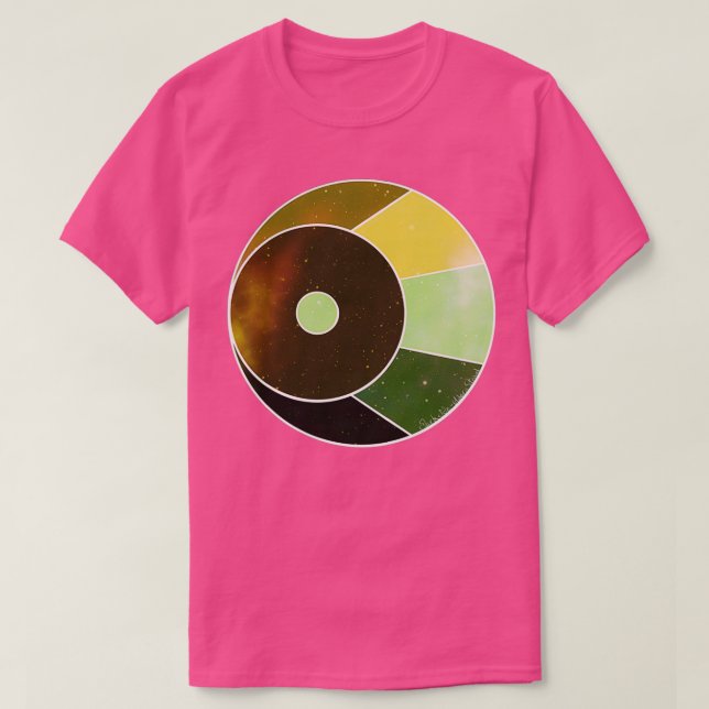 Grönt och gult för tvättning av halvmåne Måne T Shirt (Design framsida)