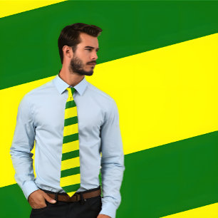 Grönt och gult görad randig Tie (tjocka randar) Slips