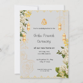 Grönt och Gult Griha Pravesh-inbjudan Inbjudningar