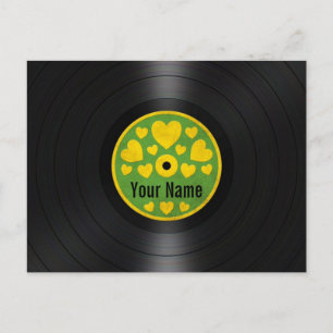 Grönt och Gult Hearts Personlig Vinylpost Vykort