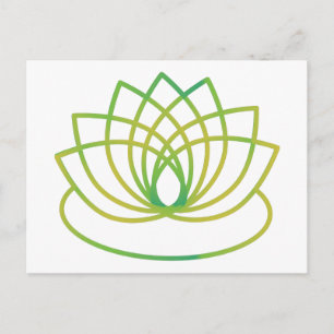 Grönt och Gult Lotus Flower Helg Vykort