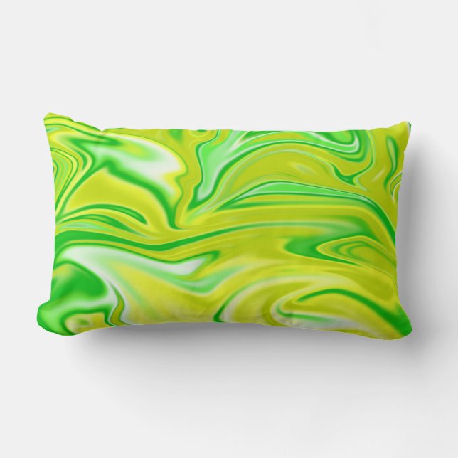 Grönt och Gult Marble, Big Lumbar Cushion. Lumbarkudde (Framsida)