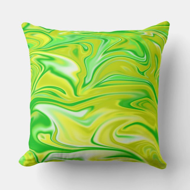 Grönt och Gult Marble, Big Throw Cushion Kudde (Framsida)