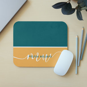 Grönt och Gult - minimalistiskt skript i Monogram  Musmatta