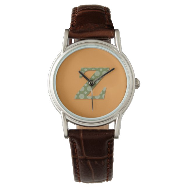 Grönt och Gult Monogram Brev Z Watch Armbandsur (Framsida)