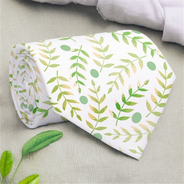 Grönt och Gult Nature Fern Löv Stalks Mönster Slips (Skapare uppladdad)