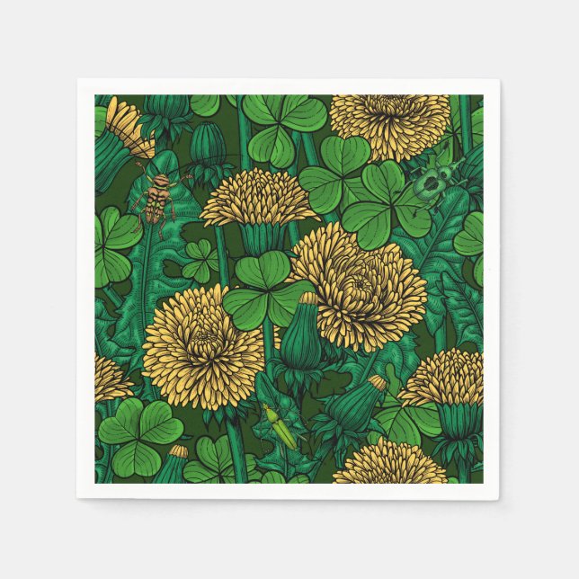 Grönt och gult pappersservett (Framsidan)