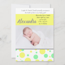 Grönt och Gult Polka dots | Neutralt Fotofödelse Meddelande