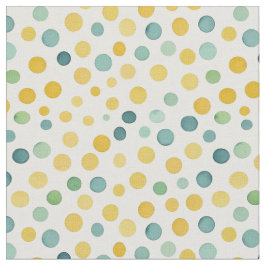 Grönt och gult polka dots på vit bakgrund tyg