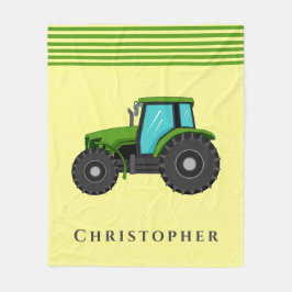 Grönt och Gult Traktorns Anpassningsbar Fleecefilt