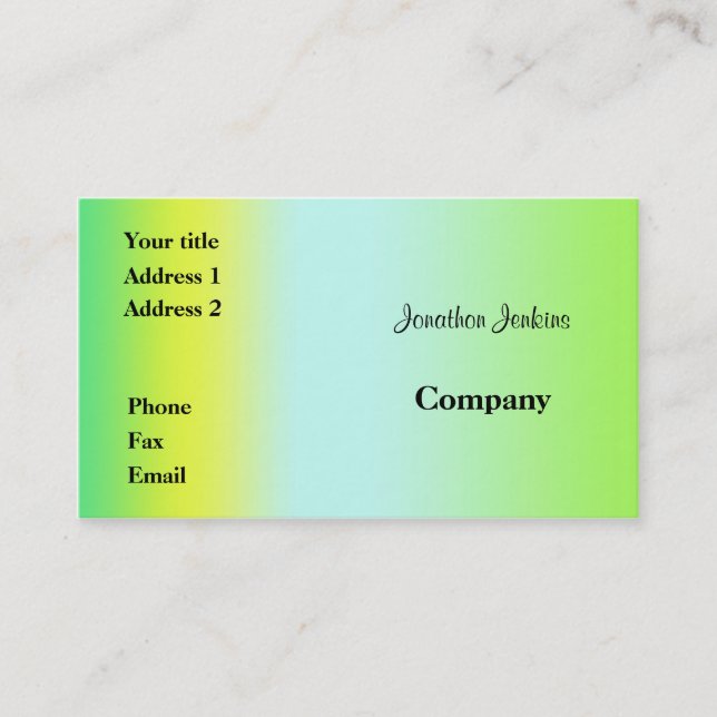 Grönt och gult visitkort (Framsida)