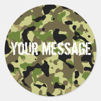 Grönt och Khaki Camoflage Sticker Runt Klistermärke