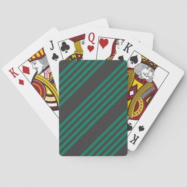Grönt och kolfiber i rand mönster casinokort (Baksidan)