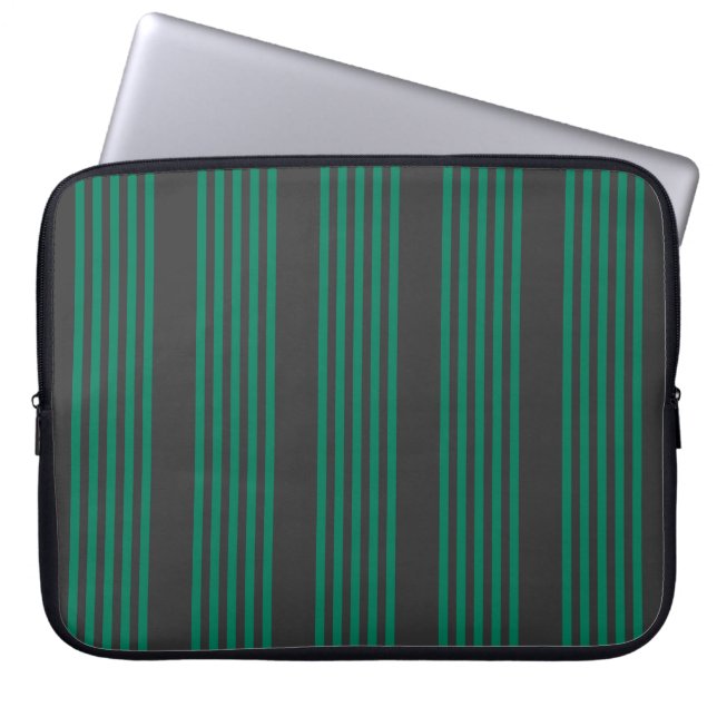 Grönt och kolfiber i rand mönster laptop fodral (Framsidan)
