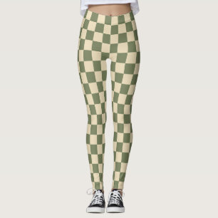 Grönt och kontrollpanel för ljusbeige leggings