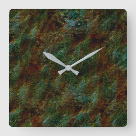 Grönt och korallvvägg stil fyrkantig klocka