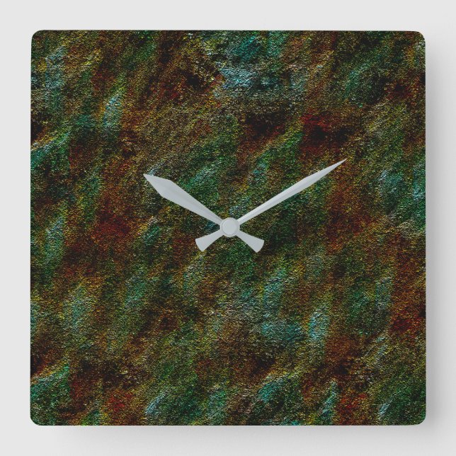 Grönt och korallvvägg stil fyrkantig klocka (Framsida)