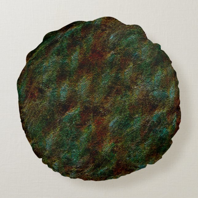 Grönt och korallvvägg stil rund kudde (Baksidan)