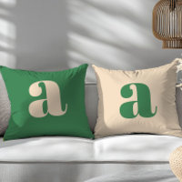 Grönt och krämfärgat retro modern initial 