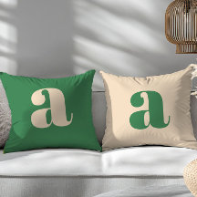 Grönt och krämfärgat retro modern initial 