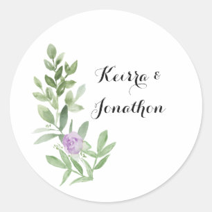 Grönt och lavender för blommigtens klistermärke