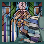 Grönt och Lila Art nouveau Art Deco Sjal<br><div class="desc">Den här avancerade geometriska utformningen är i samma stämning som Art nouveau och Art Deco-rörelser. Färg är mjuka nyanser av teal,  grönt och lila. Den här konsten var tänkt i AI.</div>