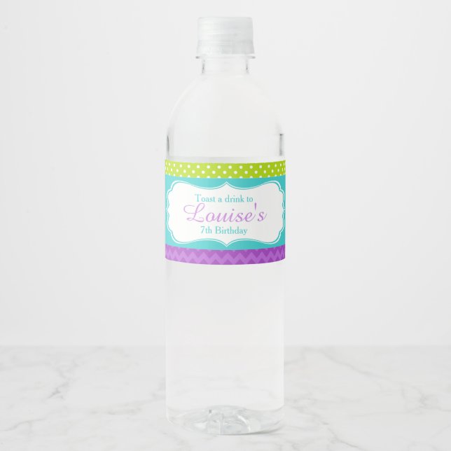 Grönt och Lila av akut boskap Vattenflaskor Etikett (Framsida)