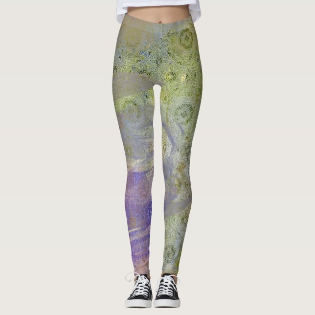 Grönt och Lila baljväxter Leggings (Framsida)