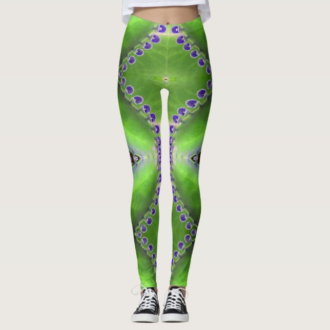 Grönt- och Lila-design Leggings (Framsida)