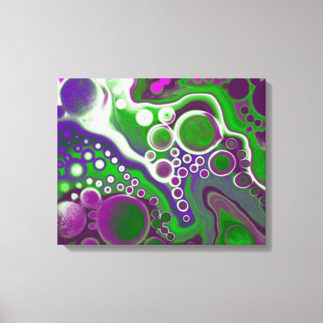 Grönt och Lila Fluid Art Marble Abstrakt Modern Canvastryck (Framsida)